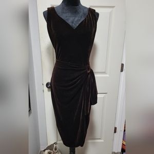 "Betsy & Adam" Vintage Brown Velvet Evening Gown w/ Sash
